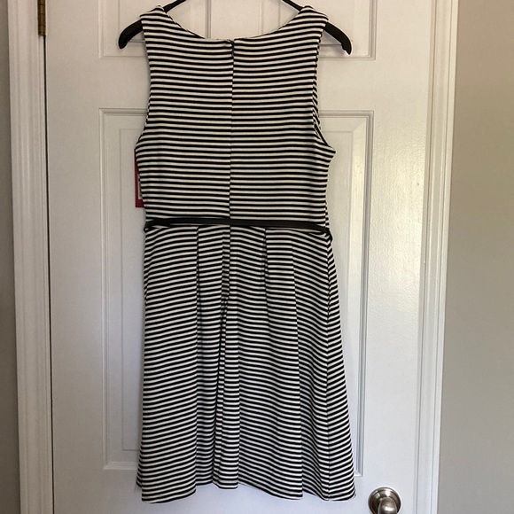 NWT Merona Spandex Blend Black & White Striped Sleeveless Dress L - Picture 2 of 11